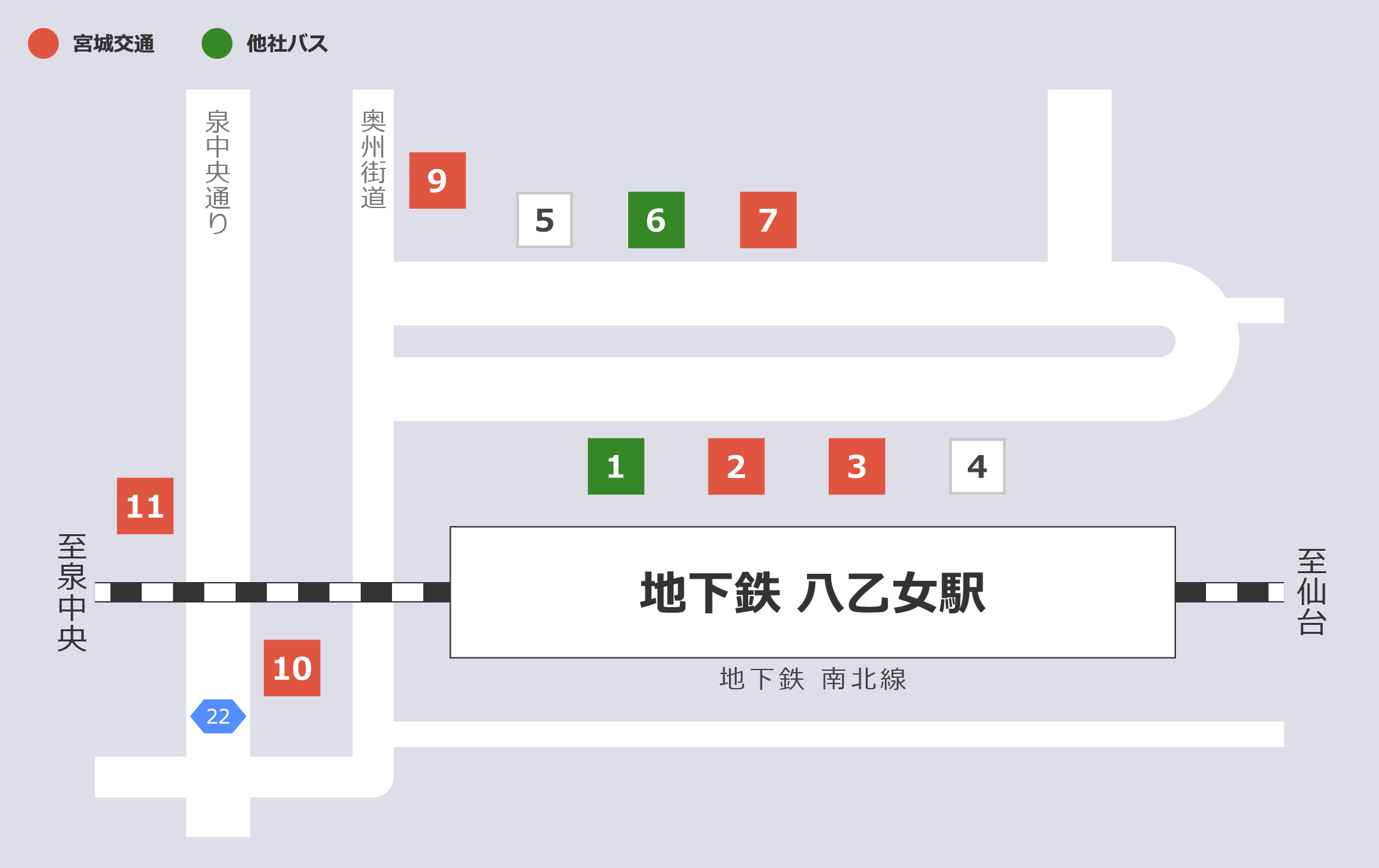 八乙女駅バス乗り場簡易地図